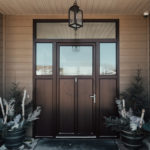 oversized exterior residential door with transom