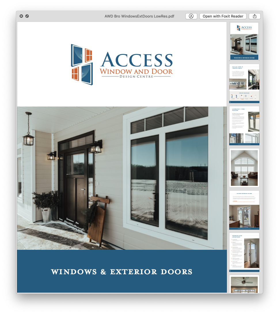 Access Window & Door - Window & Exterior Door Brochure Cover