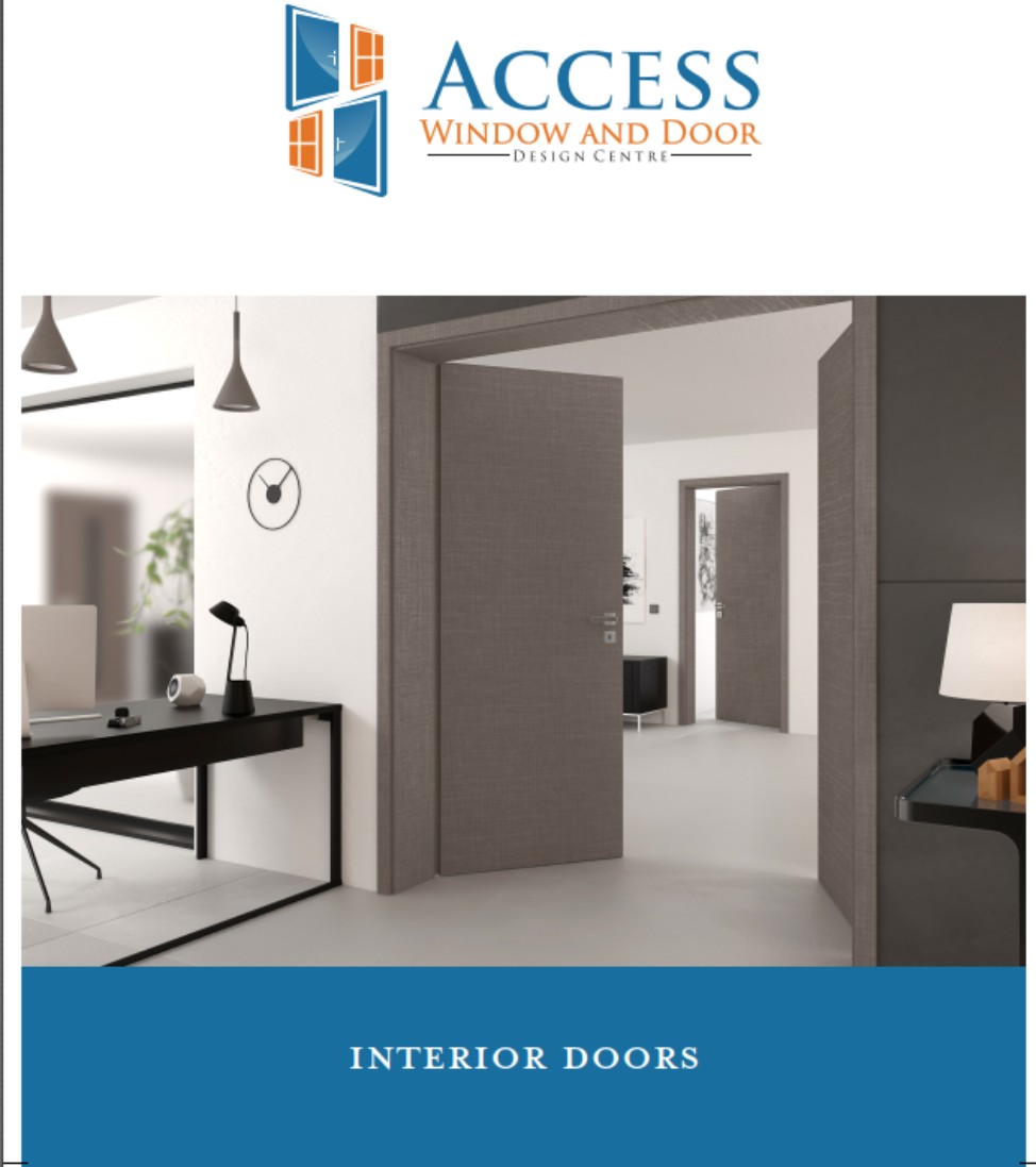 Interior Door Brochure Cover page showing modern room with European Interior doors